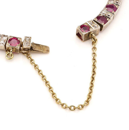 Vintage 7.70ct Burma Rubies and Diamonds Bracelet