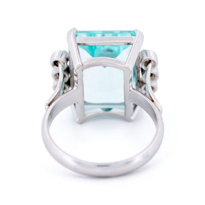 Vintage 9ct Aquamarine and Diamond Dress Ring