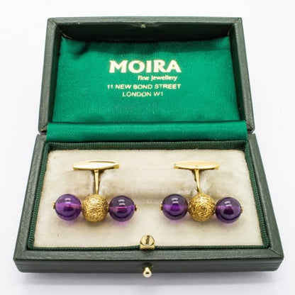 Vintage Alan Martin Gard Amethyst & Gold Cufflinks