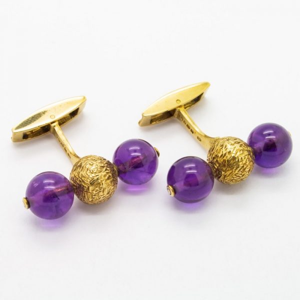 Vintage Alan Martin Gard Amethyst & Gold Cufflinks