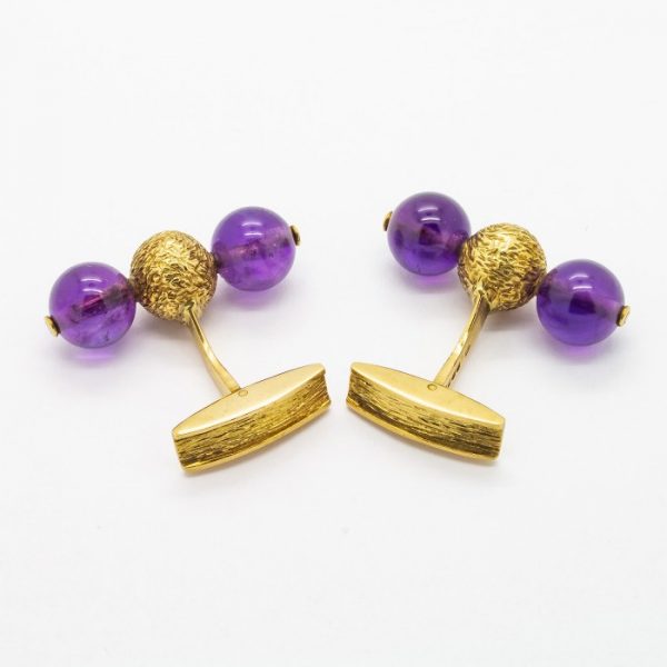 Vintage Alan Martin Gard Amethyst & Gold Cufflinks