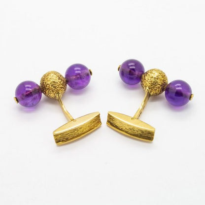 Vintage Alan Martin Gard Amethyst & Gold Cufflinks