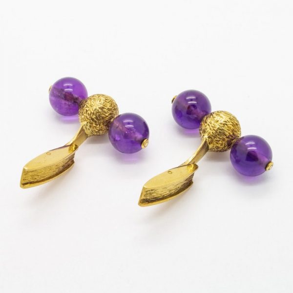 Vintage Alan Martin Gard Amethyst & Gold Cufflinks