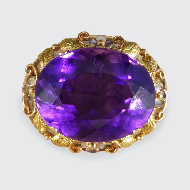 Vintage Amethyst and 14ct Tri-Gold Filigree Brooch ~ Pendant