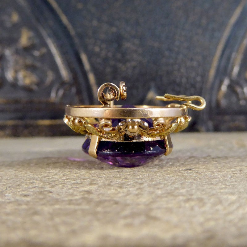 Vintage Amethyst and 14ct Tri-Gold Filigree Brooch ~ Pendant