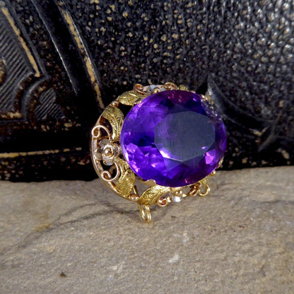 Vintage Amethyst and 14ct Tri-Gold Filigree Brooch ~ Pendant