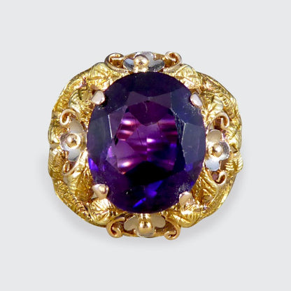 Vintage Amethyst and 14ct Tri-Gold Filigree Ring, Circa 1950