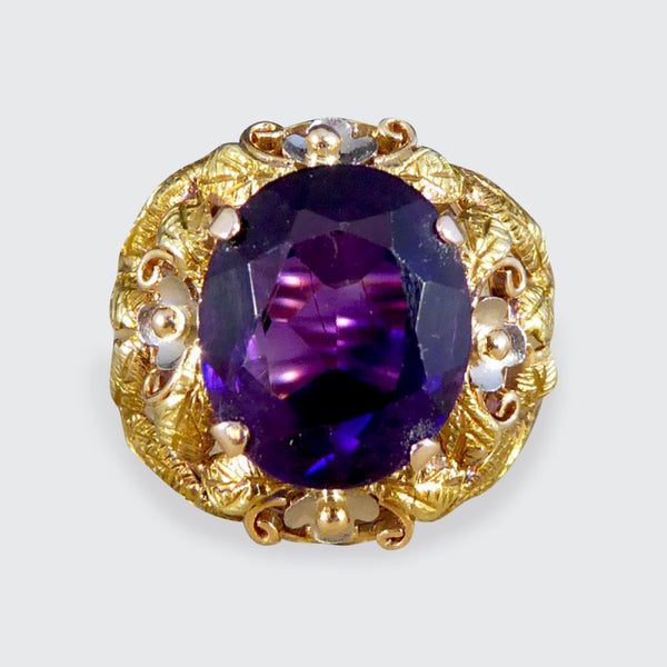 Vintage Amethyst and 14ct Tri-Gold Filigree Ring, Circa 1950