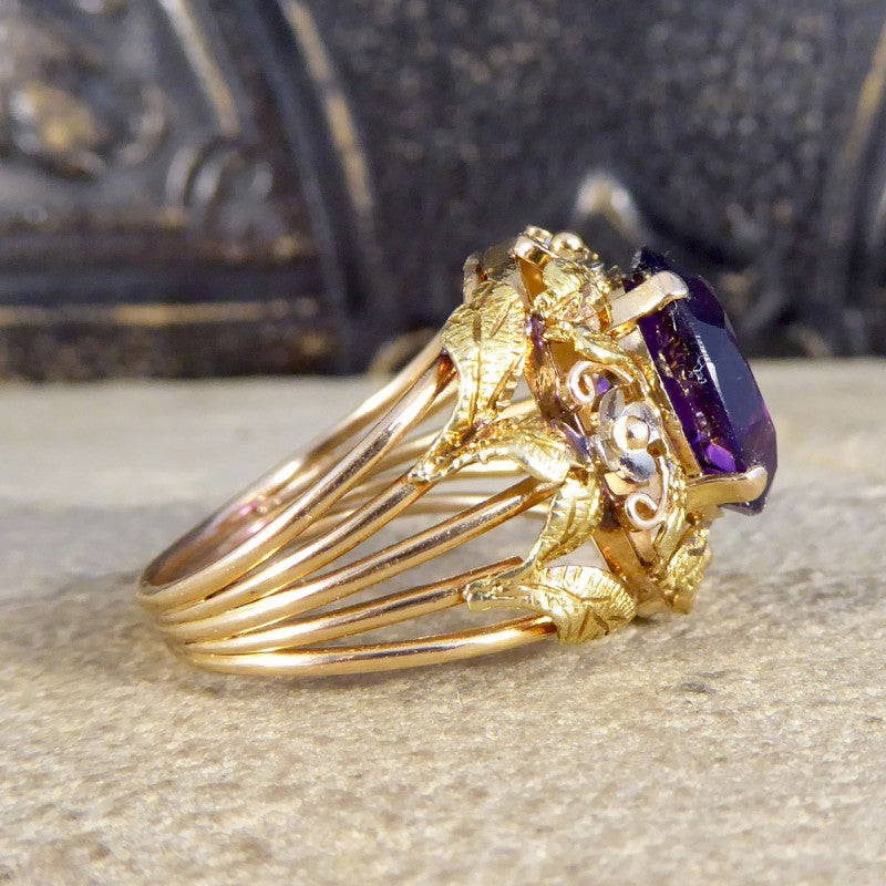 Vintage Amethyst and 14ct Tri-Gold Filigree Ring, Circa 1950