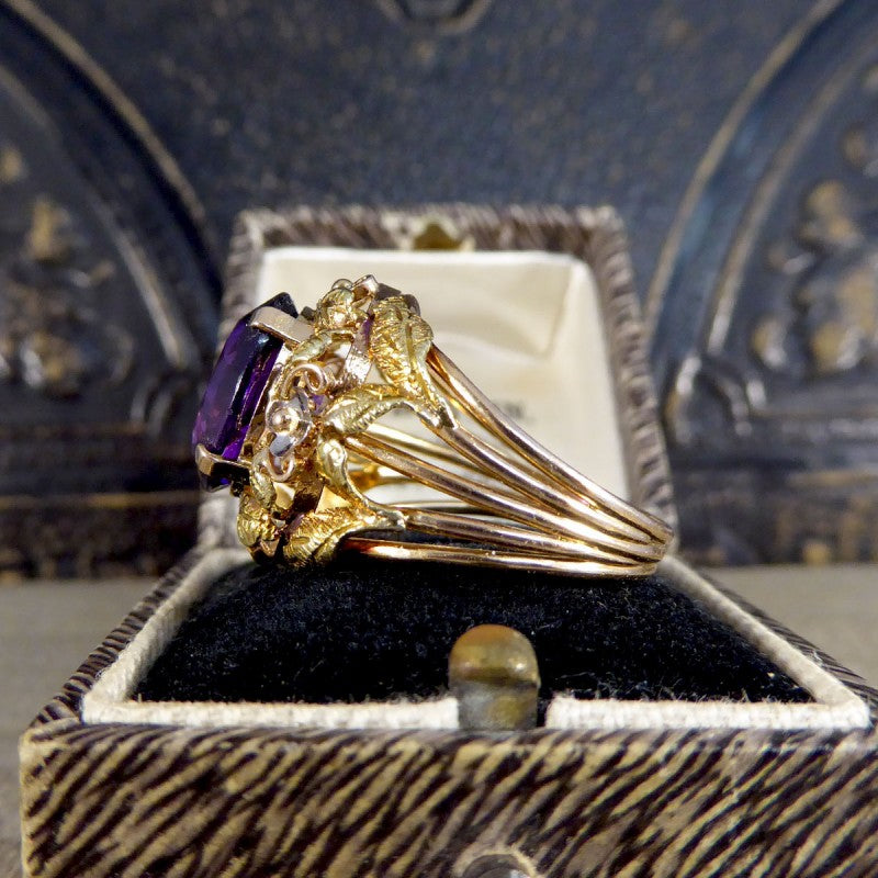 Vintage Amethyst and 14ct Tri-Gold Filigree Ring, Circa 1950