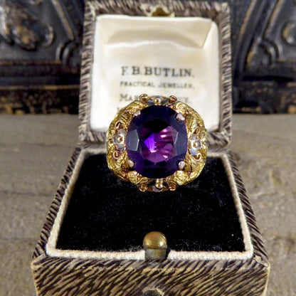 Vintage Amethyst and 14ct Tri-Gold Filigree Ring, Circa 1950