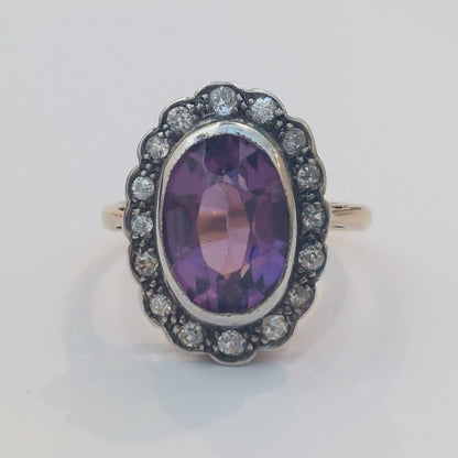 Vintage Amethyst and Diamond Cluster Ring, 4.25ct