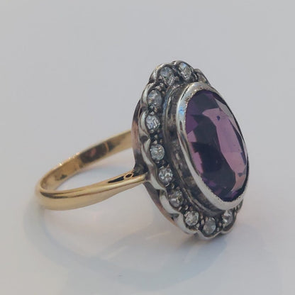 Vintage Amethyst and Diamond Cluster Ring, 4.25ct