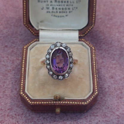 Vintage Amethyst and Diamond Cluster Ring, 4.25ct
