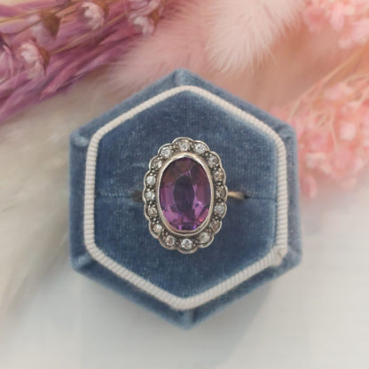 Vintage Amethyst and Diamond Cluster Ring, 4.25ct