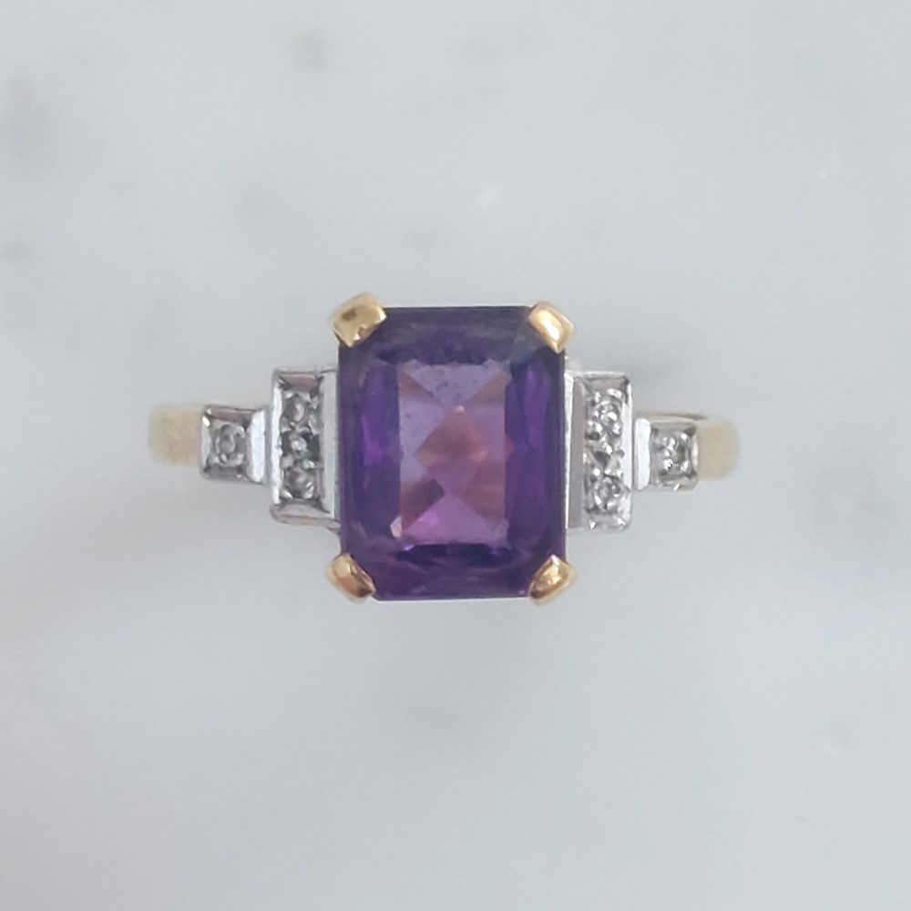 Vintage Amethyst and Diamond Ring