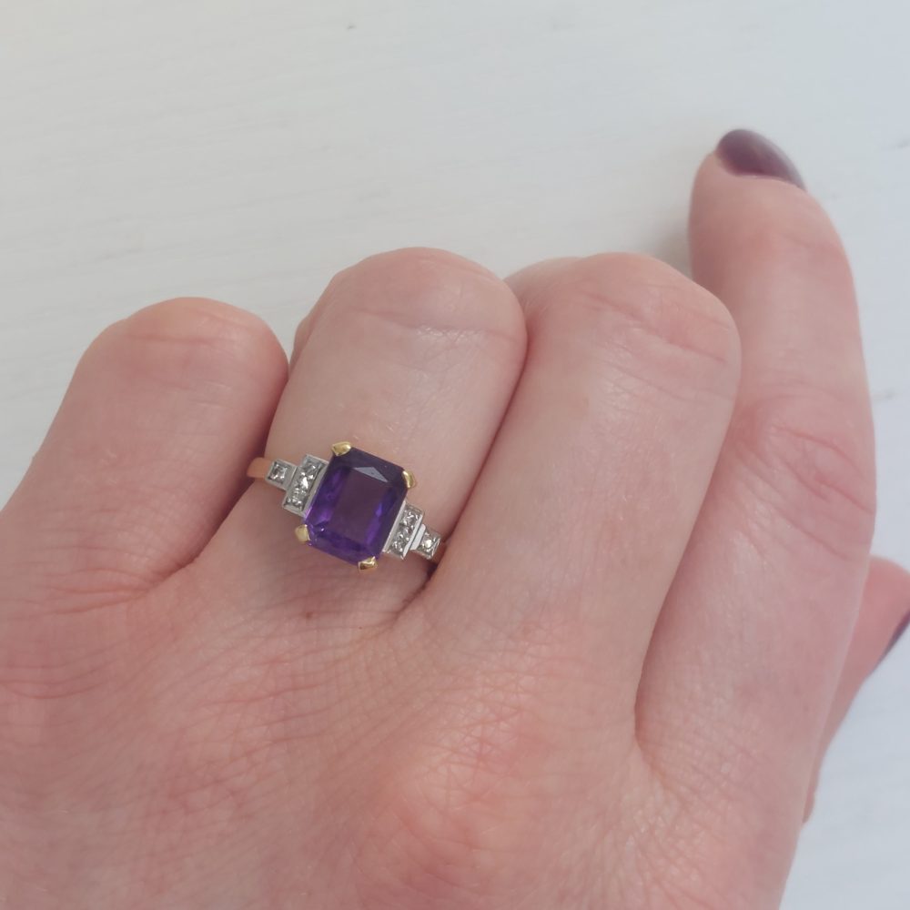 Vintage Amethyst and Diamond Ring