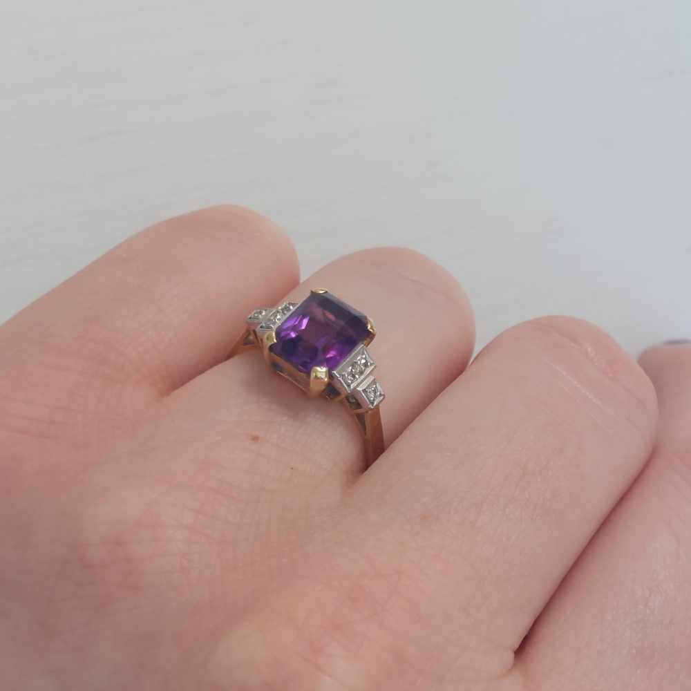 Vintage Amethyst and Diamond Ring