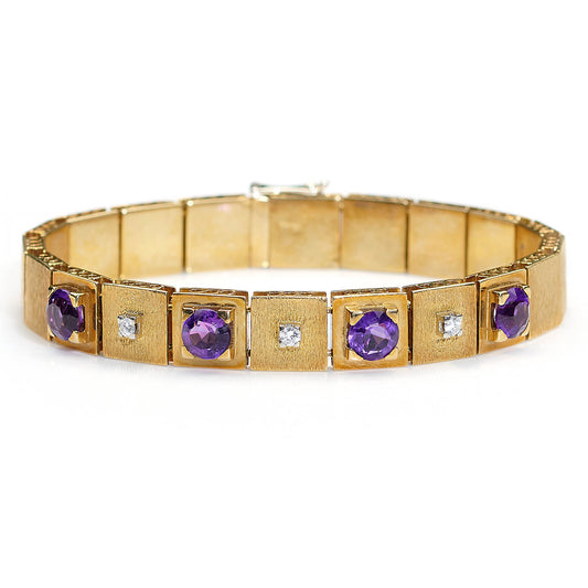 Vintage Amethyst and Diamond Set Bracelet