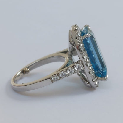 Vintage Aquamarine and Diamond Cluster Ring