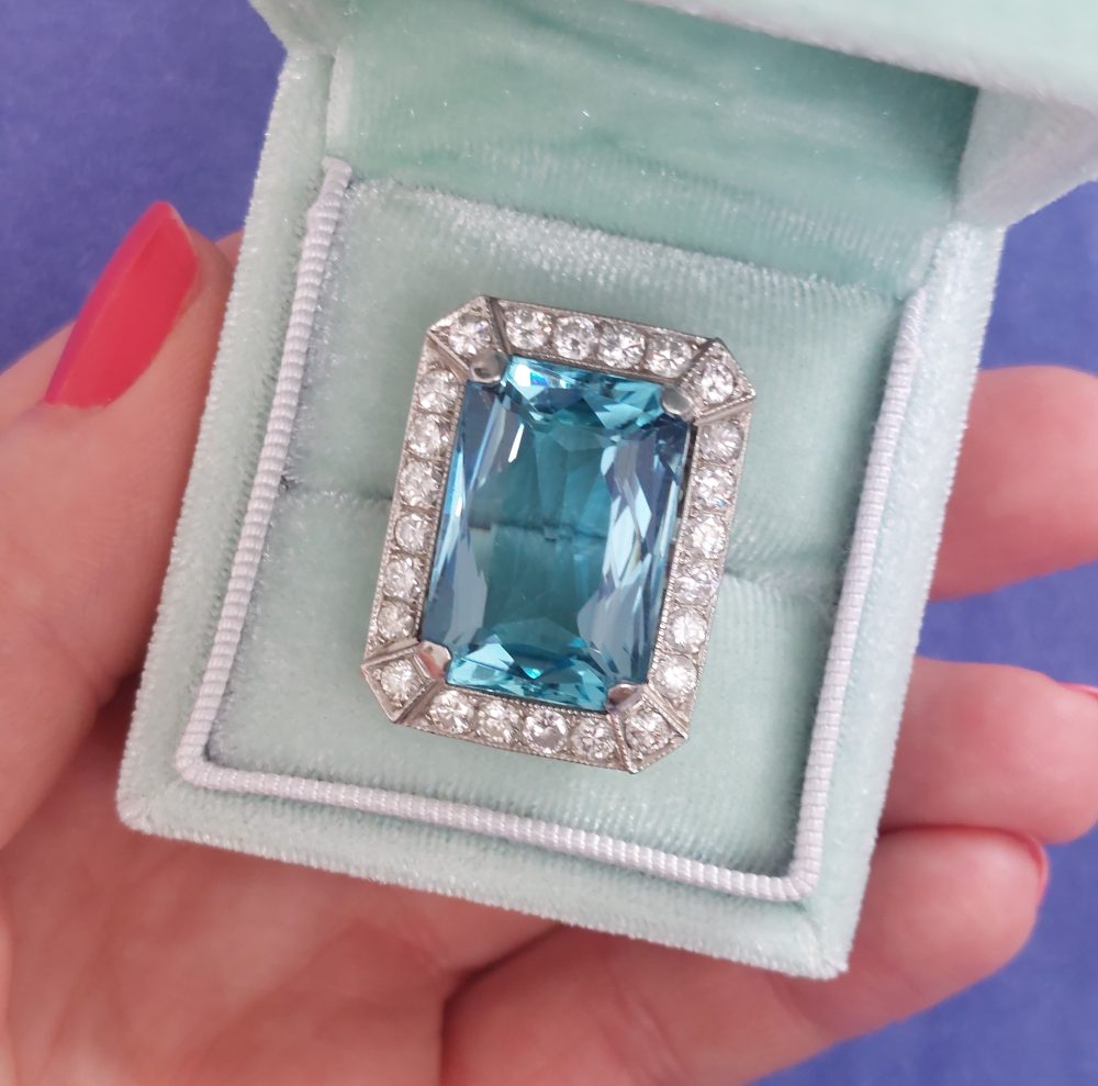 Vintage Aquamarine and Diamond Dress Ring, 20cts