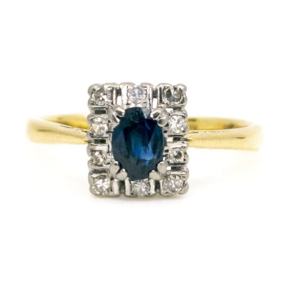 Vintage Art Deco Diamond and Sapphire Ring