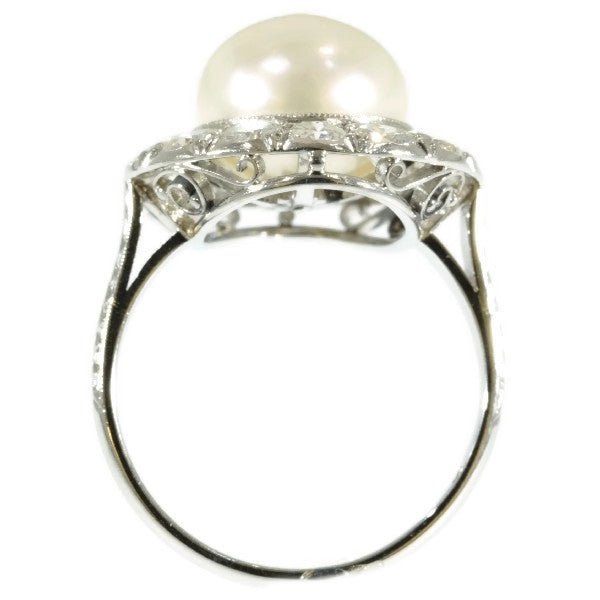 Vintage Art Deco Pearl Diamond Platinum Ring