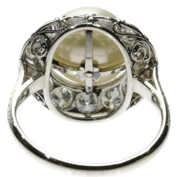Vintage Art Deco Pearl Diamond Platinum Ring