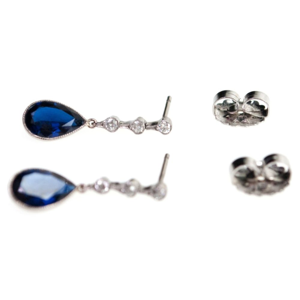 Vintage Art Deco Sapphire and Diamond Platinum Earrings