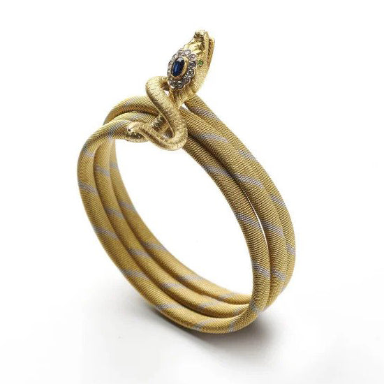 Vintage Bi Colour Gold Snake Bangle Bracelet