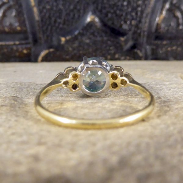 Vintage Blue Zircon and Diamond Ring