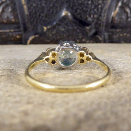 Vintage Blue Zircon and Diamond Ring