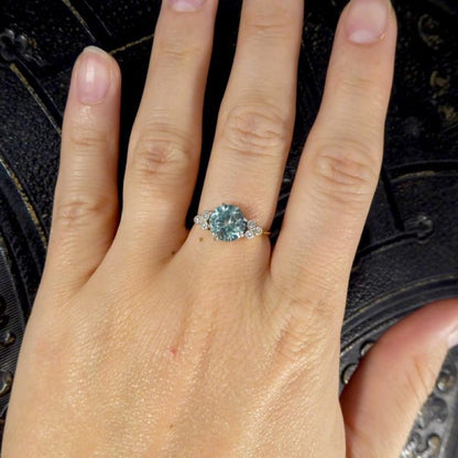 Vintage Blue Zircon and Diamond Ring
