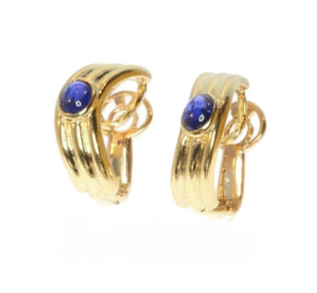 Vintage Boucheron Cabochon Sapphire Ear Clips, 18ct Yellow Gold