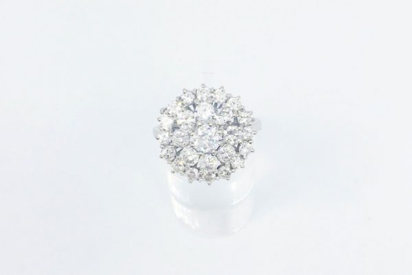 Vintage Brilliant Cut Diamond Dress Cluster Ring, 1.85 Carats