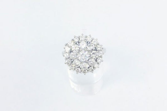Vintage Brilliant Cut Diamond Dress Cluster Ring, 1.85 Carats
