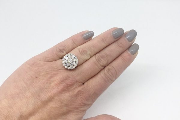 Vintage Brilliant Cut Diamond Dress Cluster Ring, 1.85 Carats