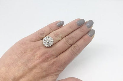 Vintage Brilliant Cut Diamond Dress Cluster Ring, 1.85 Carats