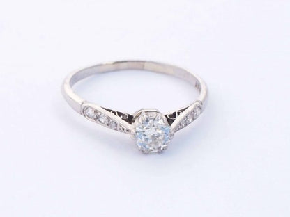 Vintage Brilliant Cut Diamond Platinum Solitaire Ring, Circa 1920
