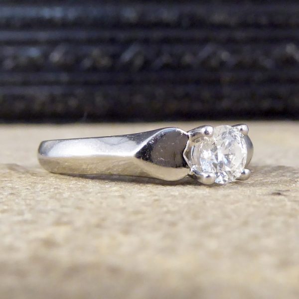 Vintage Brilliant Cut Diamond and Platinum Heart Shoulders Ring