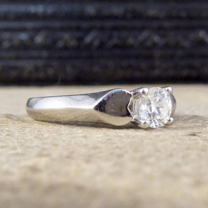 Vintage Brilliant Cut Diamond and Platinum Heart Shoulders Ring