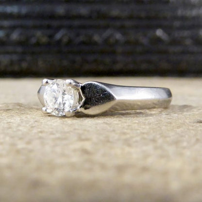 Vintage Brilliant Cut Diamond and Platinum Heart Shoulders Ring