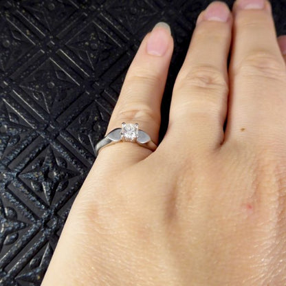 Vintage Brilliant Cut Diamond and Platinum Heart Shoulders Ring