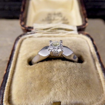 Vintage Brilliant Cut Diamond and Platinum Heart Shoulders Ring