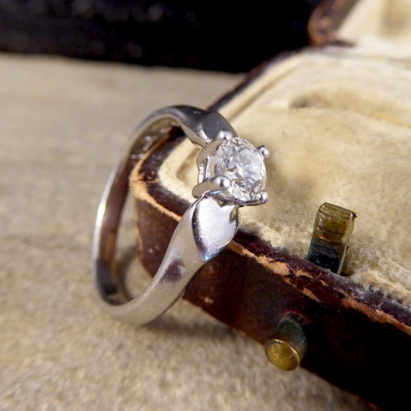 Vintage Brilliant Cut Diamond and Platinum Heart Shoulders Ring