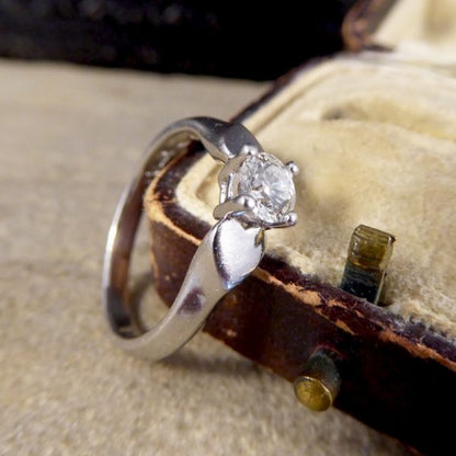 Vintage Brilliant Cut Diamond and Platinum Heart Shoulders Ring