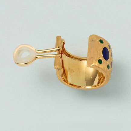 Vintage Buccellati 18ct Yellow Gold Clip Earrings with Enamel Dots