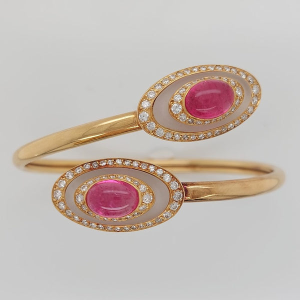 Vintage Bulgari Tourmaline and Diamond Bracelet Bangle