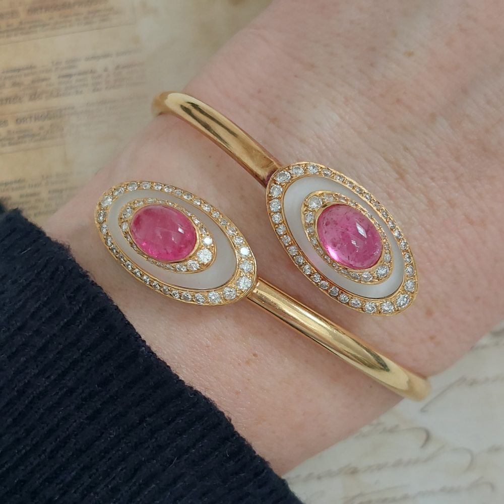 Vintage Bulgari Tourmaline and Diamond Bracelet Bangle