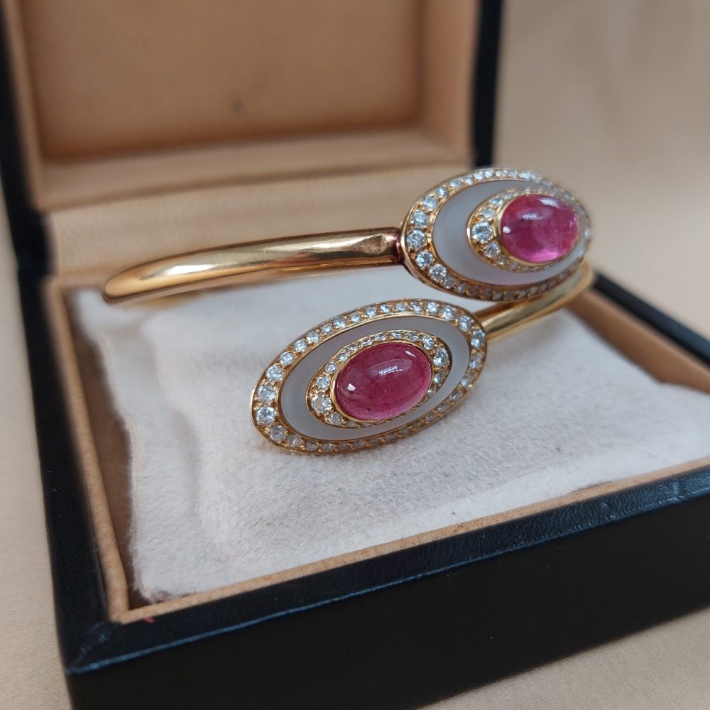 Vintage Bulgari Tourmaline and Diamond Bracelet Bangle